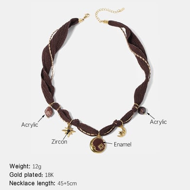Collier avec pendentif lune rétro en acier inoxydable pour femme, série classique, 1 pièce h5 