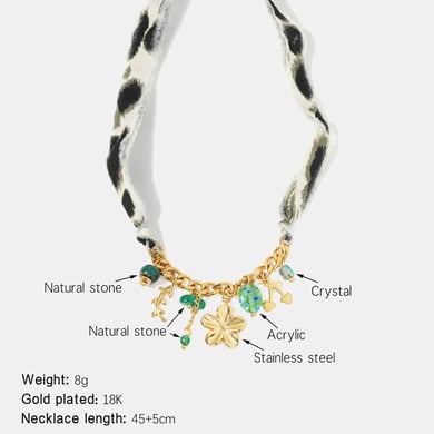 1 Piece Romantic Series Retro Flower Cherry Stainless Steel  Gold Color Women's Pendant Necklace h5 