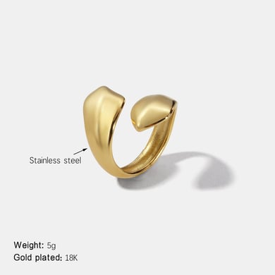1 Piece Irregular Shape Solid Color Stainless Steel Gold Color Minimalist Ring h5 