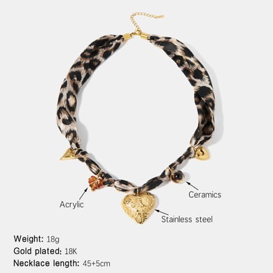 1 Piece Classic Series Retro Heart Leopard Print Stainless Steel  Women's Pendant Necklaces h5 
