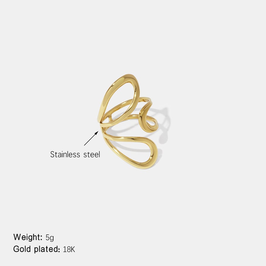 Bague minimaliste en acier inoxydable de forme irrégulière, couleur or, 1 pièce 