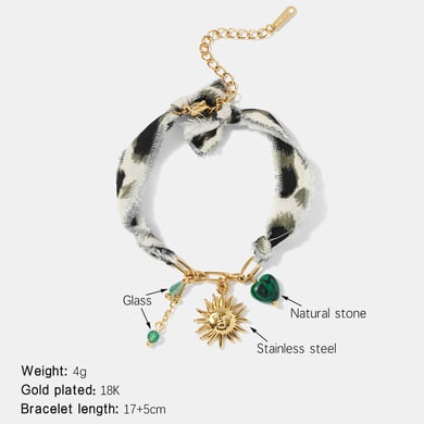 1 Piece Romantic Series Retro Sun Stainless Steel Gold Color  Women's Charm Bracelet h5 