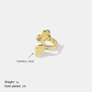 1 Stück unregelmäßig geformter minimalistischer Ring aus Edelstahl h5 