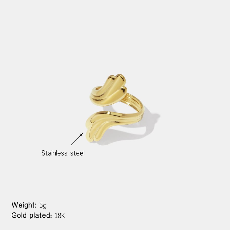 1 Stück unregelmäßig geformter minimalistischer Ring aus Edelstahl 