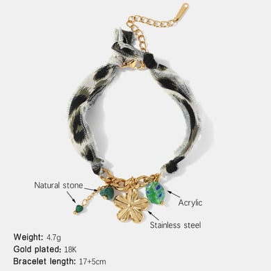 1 Piece Flower Stainless Steel Gold Color Charm Bracelet h5 