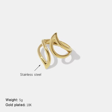 1 Piece Irregular Shape Stainless Steel Gold Color Minimalist Ring h5 