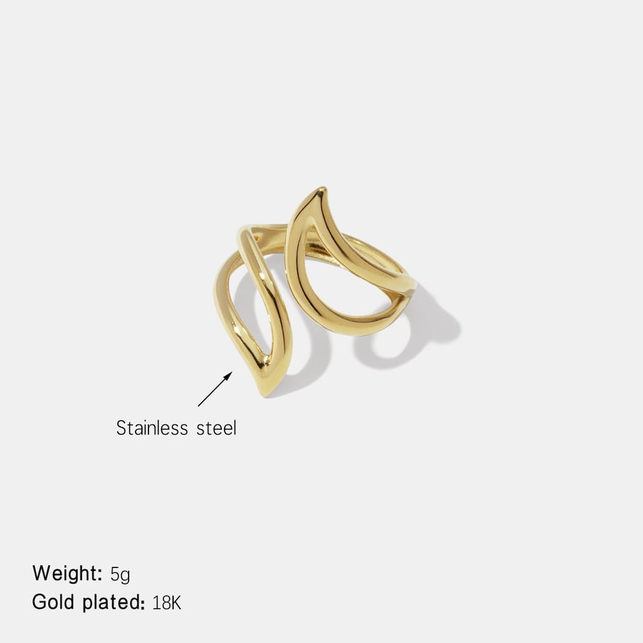 1 Piece Irregular Shape Stainless Steel Gold Color Minimalist Ring 
