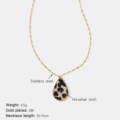 1 Piece Simple Series Retro Droplet Leopard Print Stainless Steel  Women's Pendant Necklaces h5 