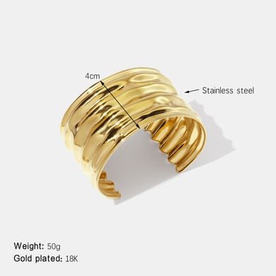 1 Piece Strip Stainless Steel  Gold Color Cuff Bracelet h5 