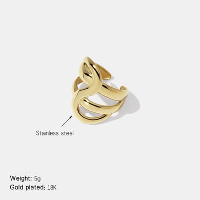 1 Piece Irregular Shape Stainless Steel  Gold Color Minimalist Ring h5 