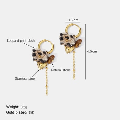 1 Pair Heart Stainless Steel Gold Color Drop Earrings h5 