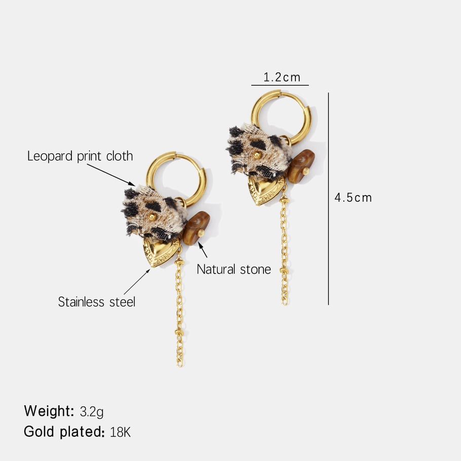 1 Pair Heart Stainless Steel Gold Color Drop Earrings 