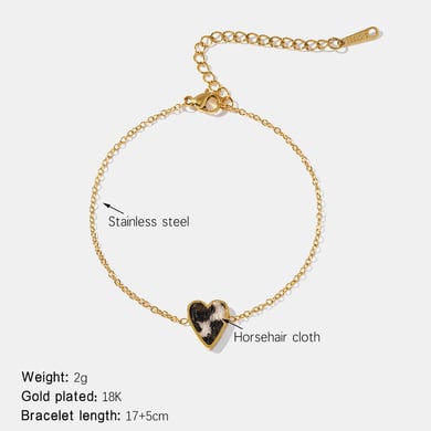 Braccialetti con ciondolo da donna in acciaio inossidabile con stampa leopardata a forma di cuore, stile retrò classico, 1 pezzo h5 