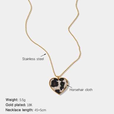 Collana con ciondolo a forma di cuore leopardato in acciaio inossidabile, serie semplice, da donna, 1 pezzo h5 