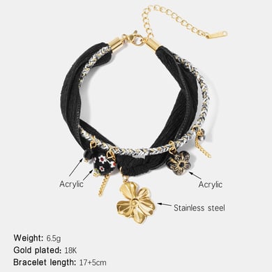 1 Piece Classic Series Retro Flower Stainless Steel  Gold Color  Women's Charm Bracelets h5 