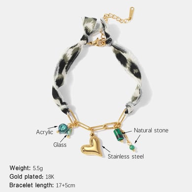 1 Piece Romantic Series Retro Heart Stainless Steel Gold Color  Women's Charm Bracelet h5 