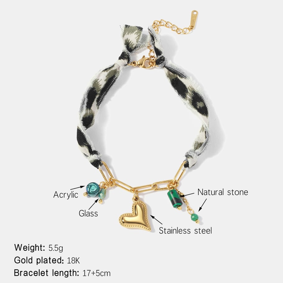 1 Piece Romantic Series Retro Heart Stainless Steel Gold Color  Women's Charm Bracelet 