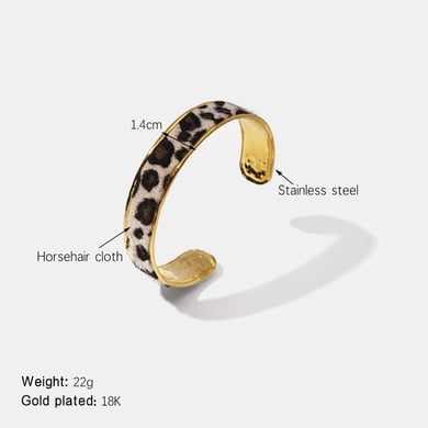 1 Piece Leopard Stainless Steel Gold Color Cuff Bracelet h5 