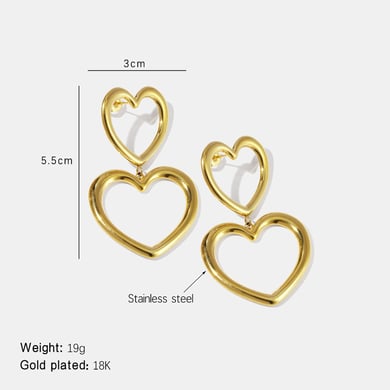 1 Pair Elegant Classic Heart Splicing Stainless Steel Women's Dangle Earrings h5 