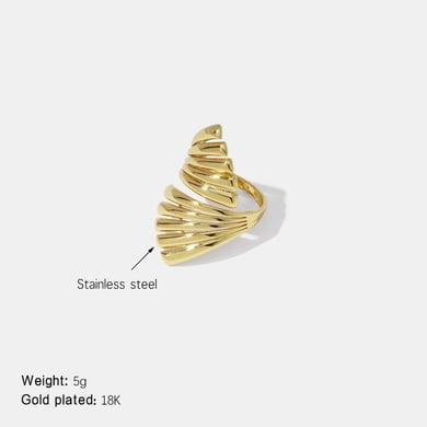 1 Stück unregelmäßig geformter Statement-Ring aus Edelstahl in Goldfarbe h5 