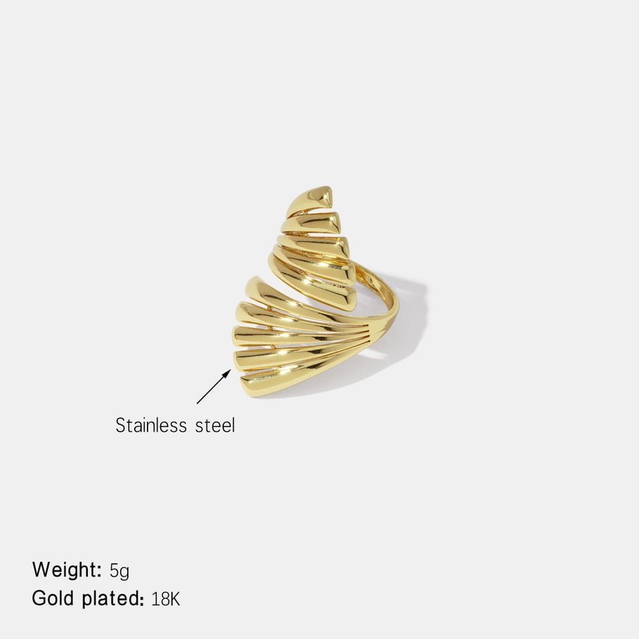 1 Stück unregelmäßig geformter Statement-Ring aus Edelstahl in Goldfarbe 