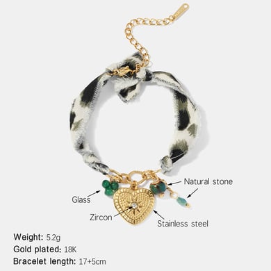 1 Piece Heart Stainless Steel Gold Color Charm Bracelet h5 