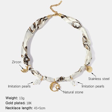 1 Piece Romantic Series Retro Moon Stainless Steel  Gold Color  Women's Pendant Necklaces h5 