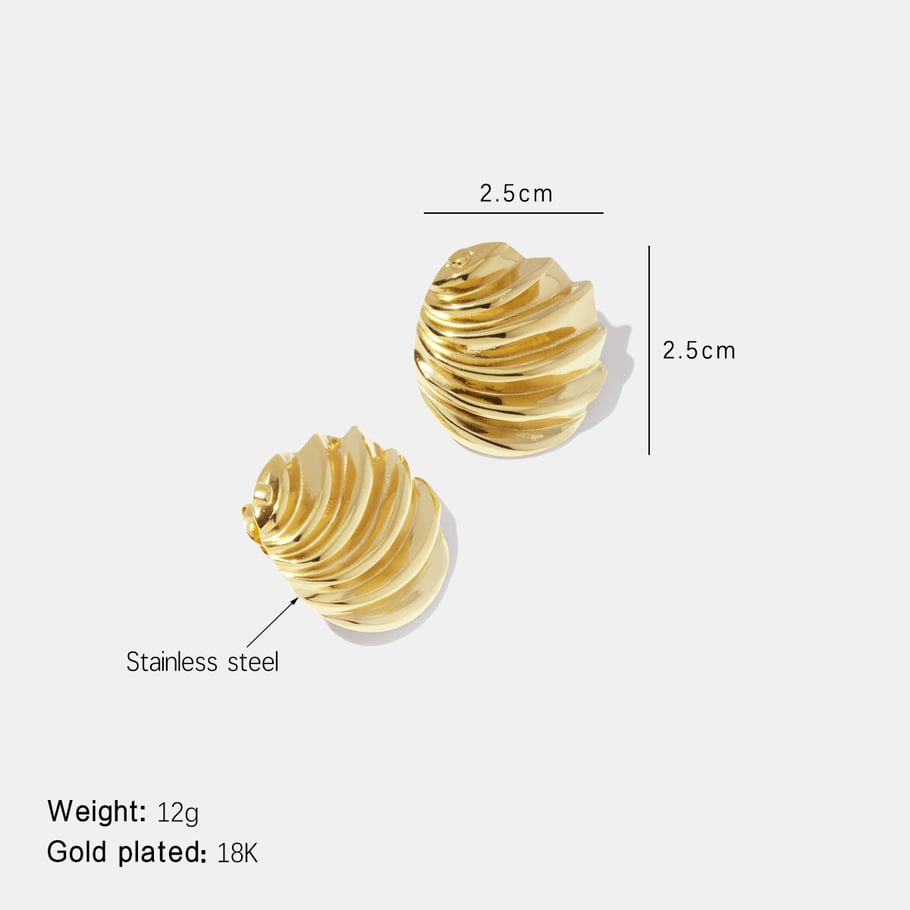 1 Pair Simple Threaded Round Solid Color Stainless Steel Women's Stud Earrings 