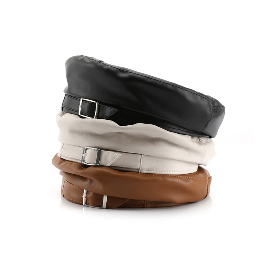 1 Piece Retro Elegant Solid Color PU Beret Picture2