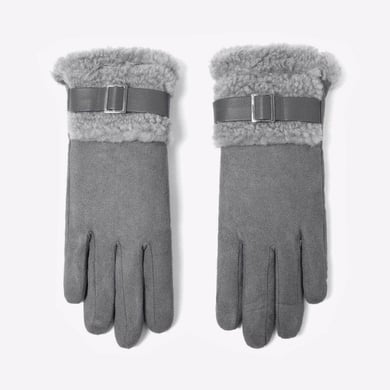 1 paio di eleganti guanti invernali in pelle scamosciata spessa h5 