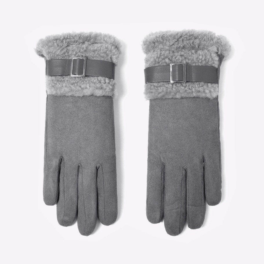 1 paio di eleganti guanti invernali in pelle scamosciata spessa 