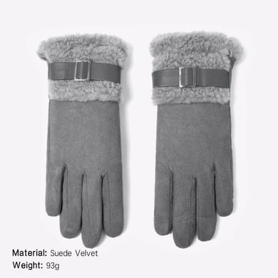 1 paio di eleganti guanti invernali in pelle scamosciata spessa h5 Immagine2