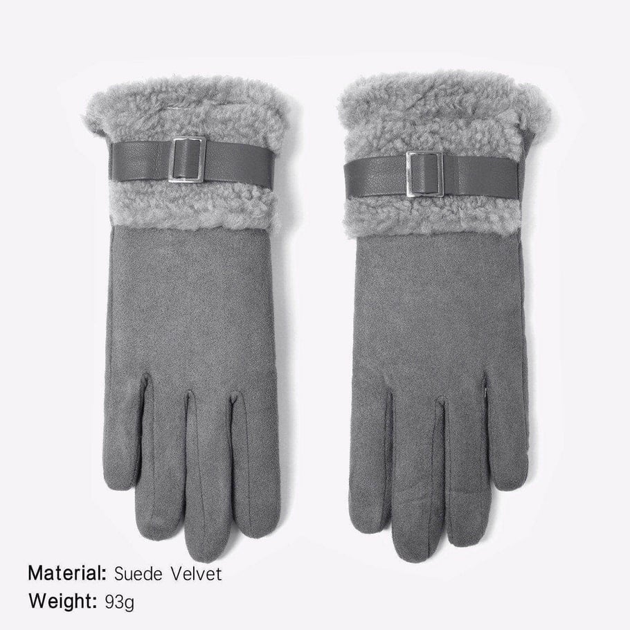 1 paio di eleganti guanti invernali in pelle scamosciata spessa Immagine2