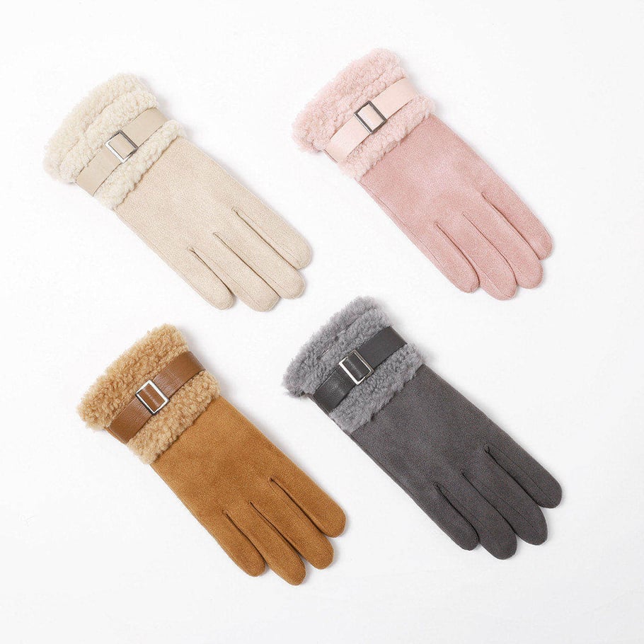1 paio di eleganti guanti invernali in pelle scamosciata spessa Immagine3