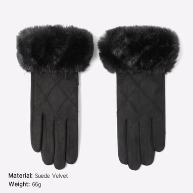 1 paio di eleganti guanti invernali in pelle scamosciata e peluche h5 Immagine2