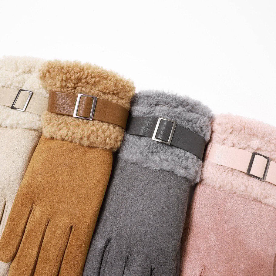 1 paio di eleganti guanti invernali in pelle scamosciata spessa Immagine4
