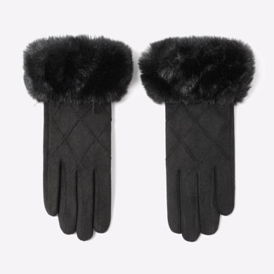 1 paio di eleganti guanti invernali in pelle scamosciata e peluche h5 