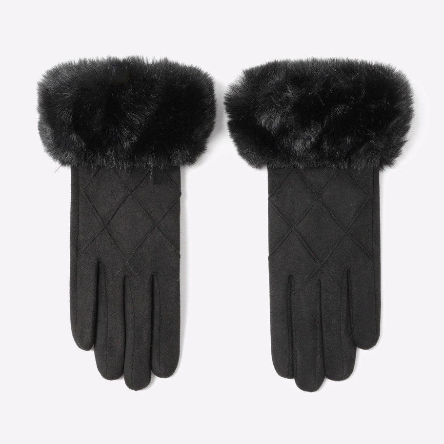 1 paio di eleganti guanti invernali in pelle scamosciata e peluche