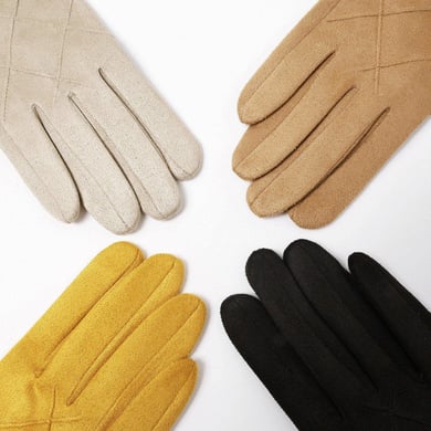 1 paio di eleganti guanti invernali in pelle scamosciata e peluche h5 Immagine4