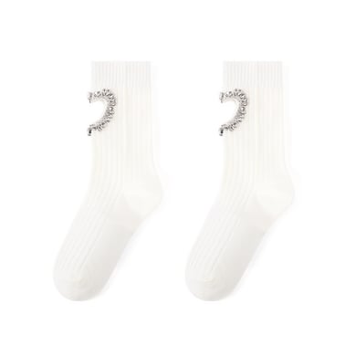 Leichte, luxuriöse Damensocken aus reiner Baumwolle mit Strassbesatz und hohlem Herz h5 