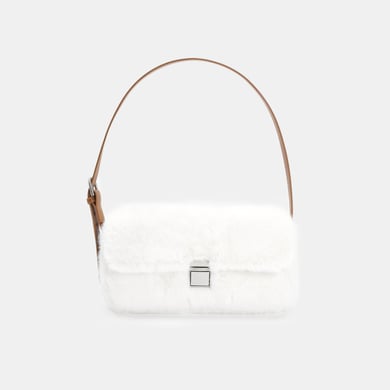 Borsa a tracolla da donna con fibbia quadrata elegante e pelosa, 1 pezzo h5 