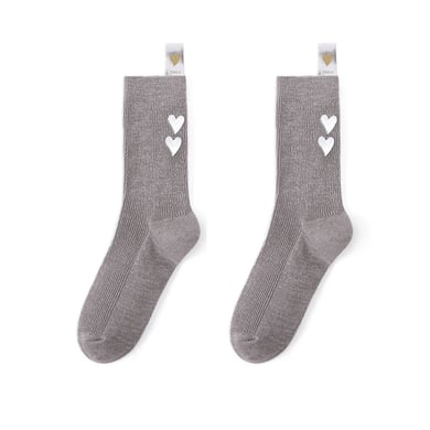 Modische, herzförmige, aus reiner Baumwolle gestrickte Damensocken mit silbernem Faden in Wadenlänge h5 Bild3
