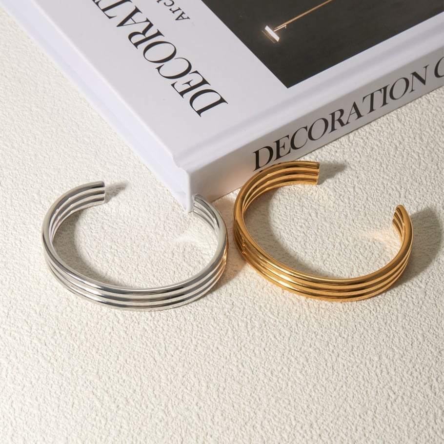 1 Piece Ig Fashion Style Elevated Common Luxury Style Geometric Stainless Steel 18K Gold Plated Women's Open Bangles Picture5