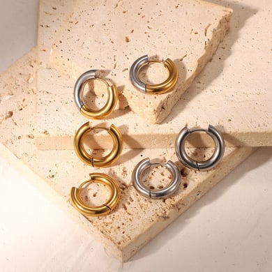 Europäischer und amerikanischer INS-Stil, 4 mm, neues Design, schlichter 18 Karat vergoldeter Edelstahlschmuck, Gold- und Silber-Creolen-Zubehör h5 Bild6