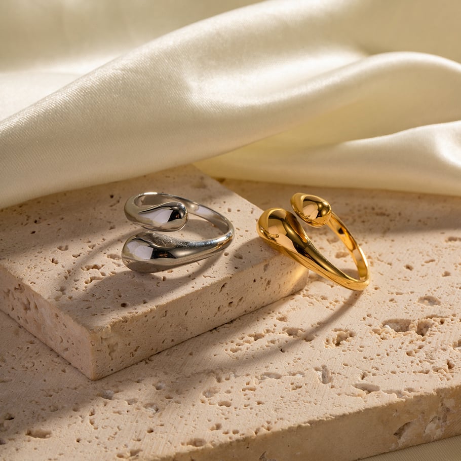 1 Piece Stainless Steel 18k Gold Plated Simple Style Geometric Women's Adjustable Rings Picture5