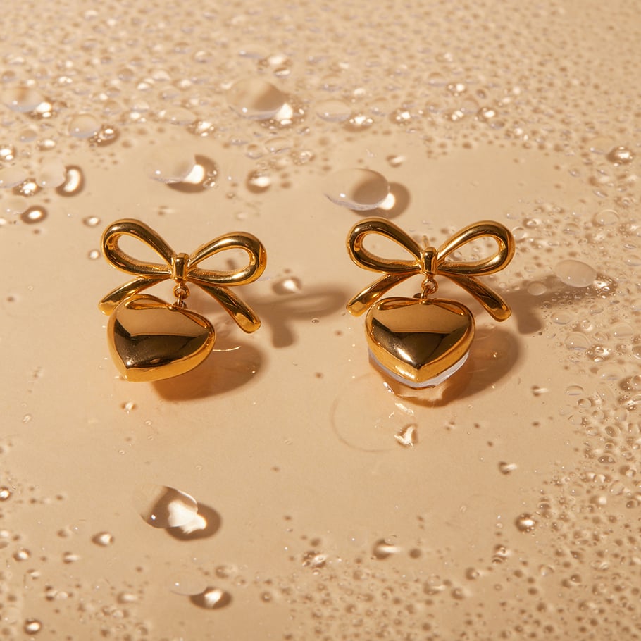 1 Pair Stainless 18K Gold Plated Simple Sweet Style Heart Shape Women's Drop Earrings Picture8