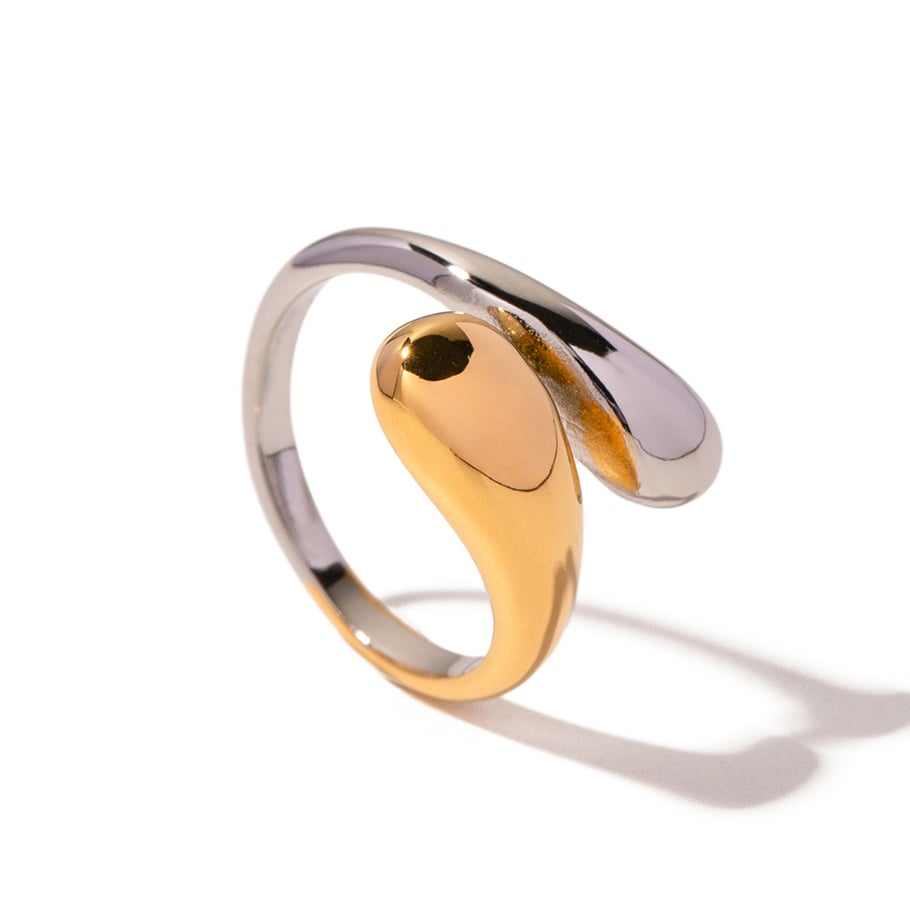 1 pezzo in acciaio inossidabile placcato oro 18k stile semplice geometrico anelli regolabili da donna Immagine9