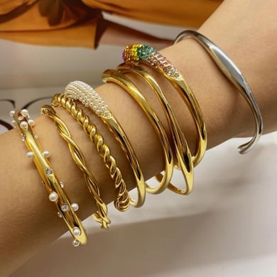 1 Piece Simple Style Multi-layered Geometric Stainless Steel Women's Bangles h5 Picture3