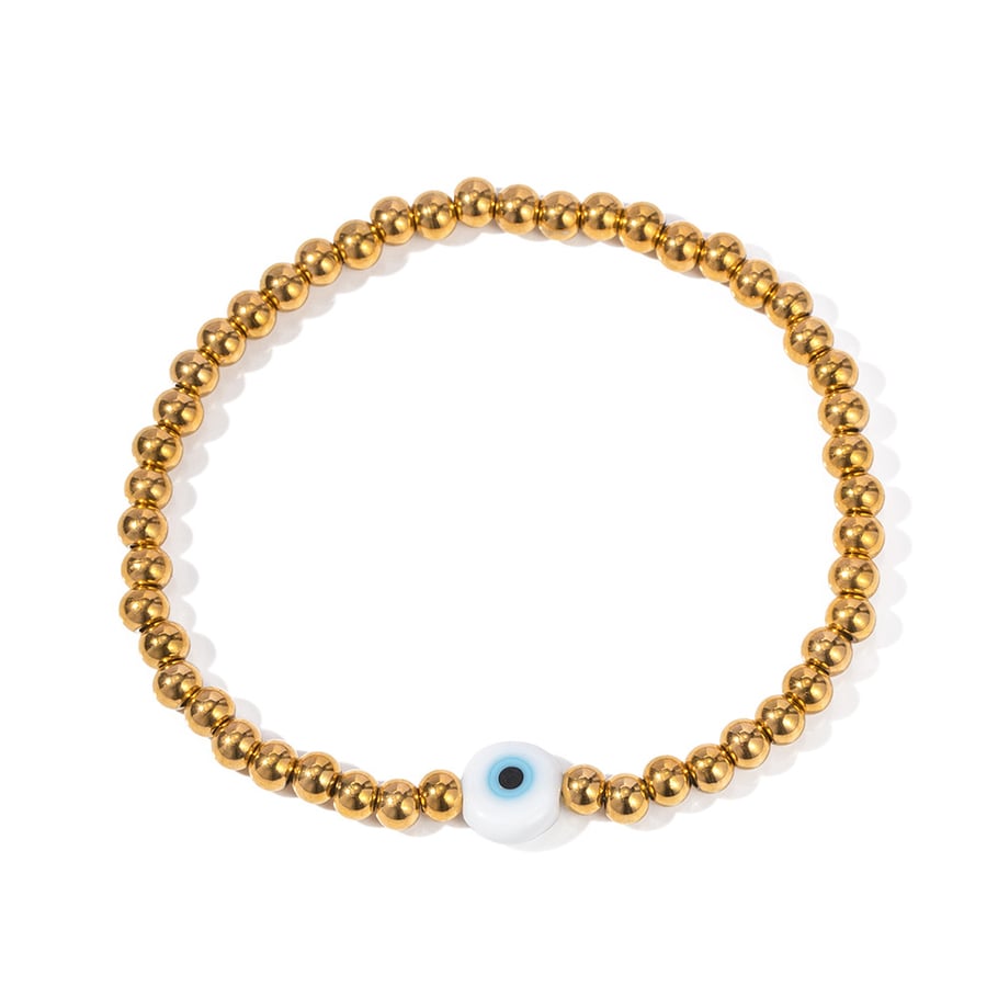 1 Stück Ig Fashion Simple Style Devil&#39;s Eye Rund Edelstahl 18 Karat vergoldet elastisches Seil Damen Perlenarmbänder Bild5