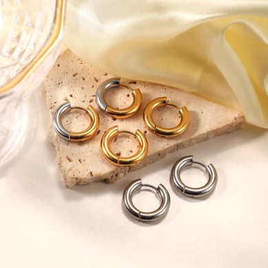 Europäischer und amerikanischer INS-Stil, 4 mm, neues Design, schlichter 18 Karat vergoldeter Edelstahlschmuck, Gold- und Silber-Creolen-Zubehör h5 Bild8